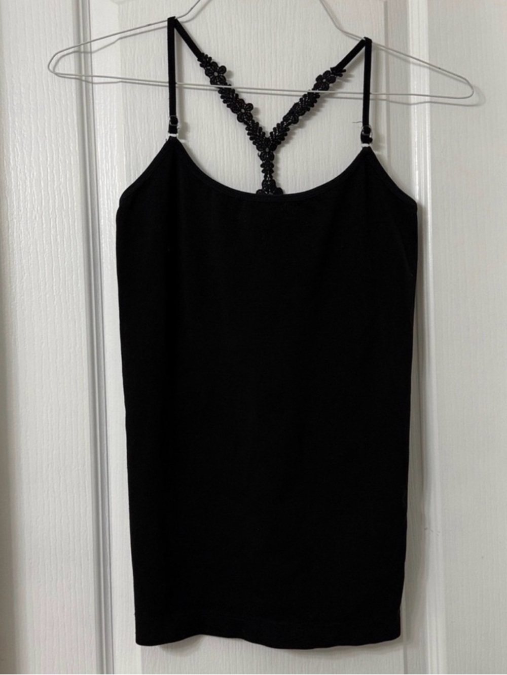 Always lace black cami tank top adjustable straps ONE SIZE